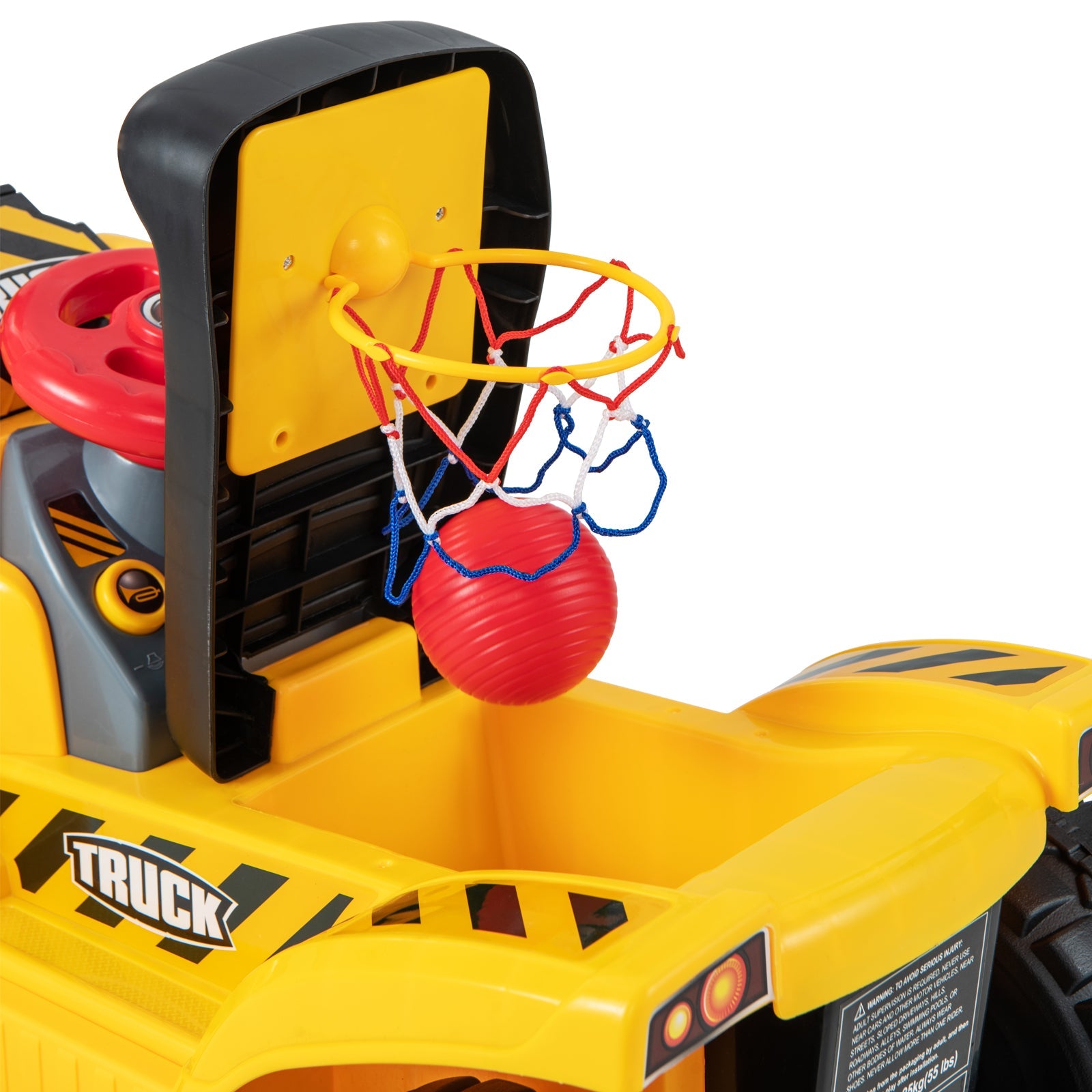 6V Kids Ride On Excavator Fun Digger with Folding Basketball Hoop DirectDeals