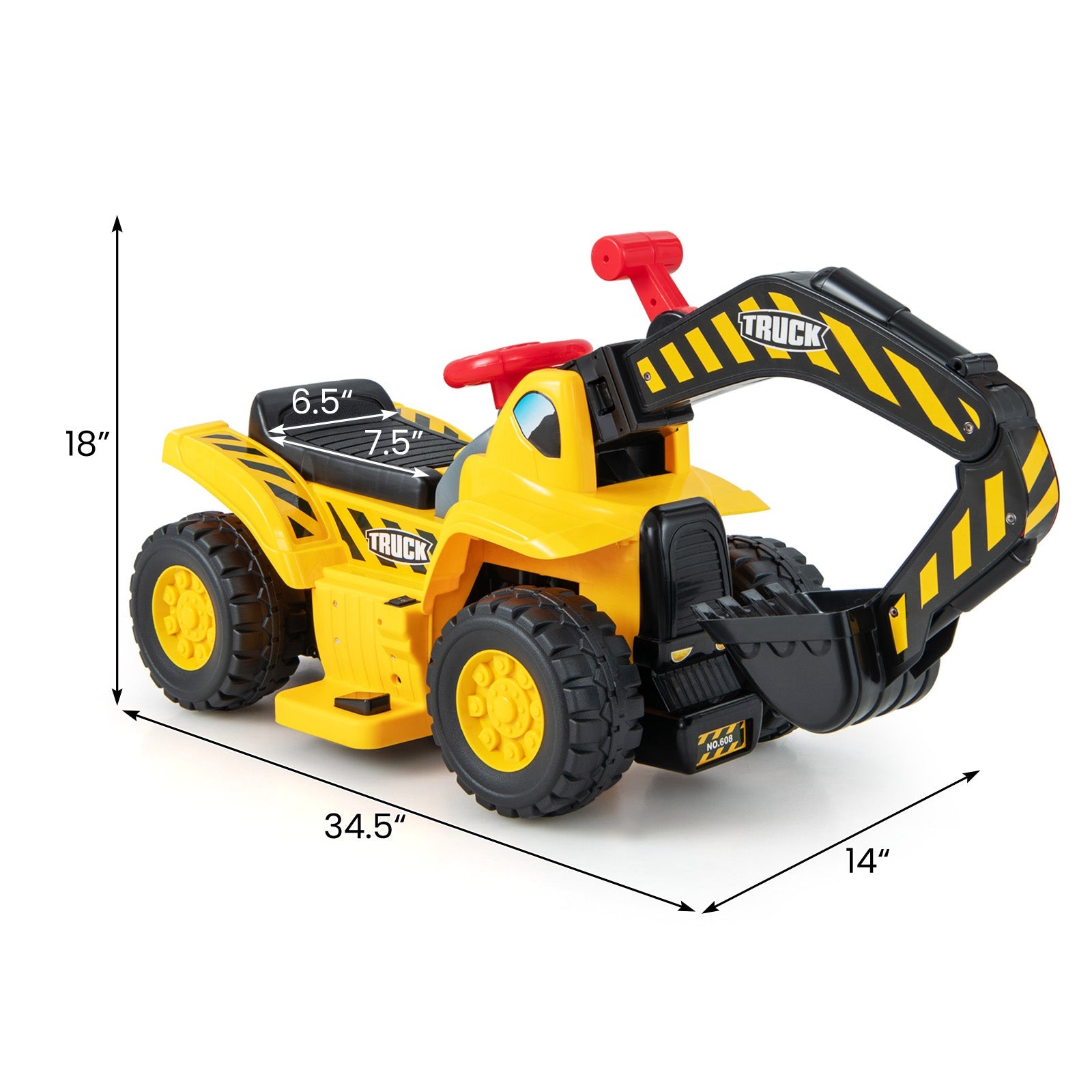 6V Kids Ride On Excavator Fun Digger with Folding Basketball Hoop DirectDeals
