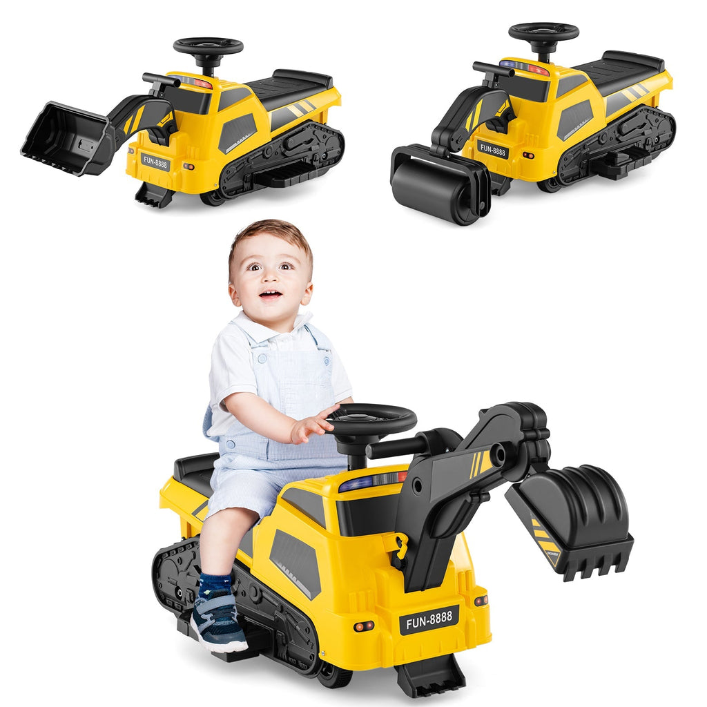 Ride on 3-in-1 Electric Excavator w/ Adjustable Arms & Music GBruno Store