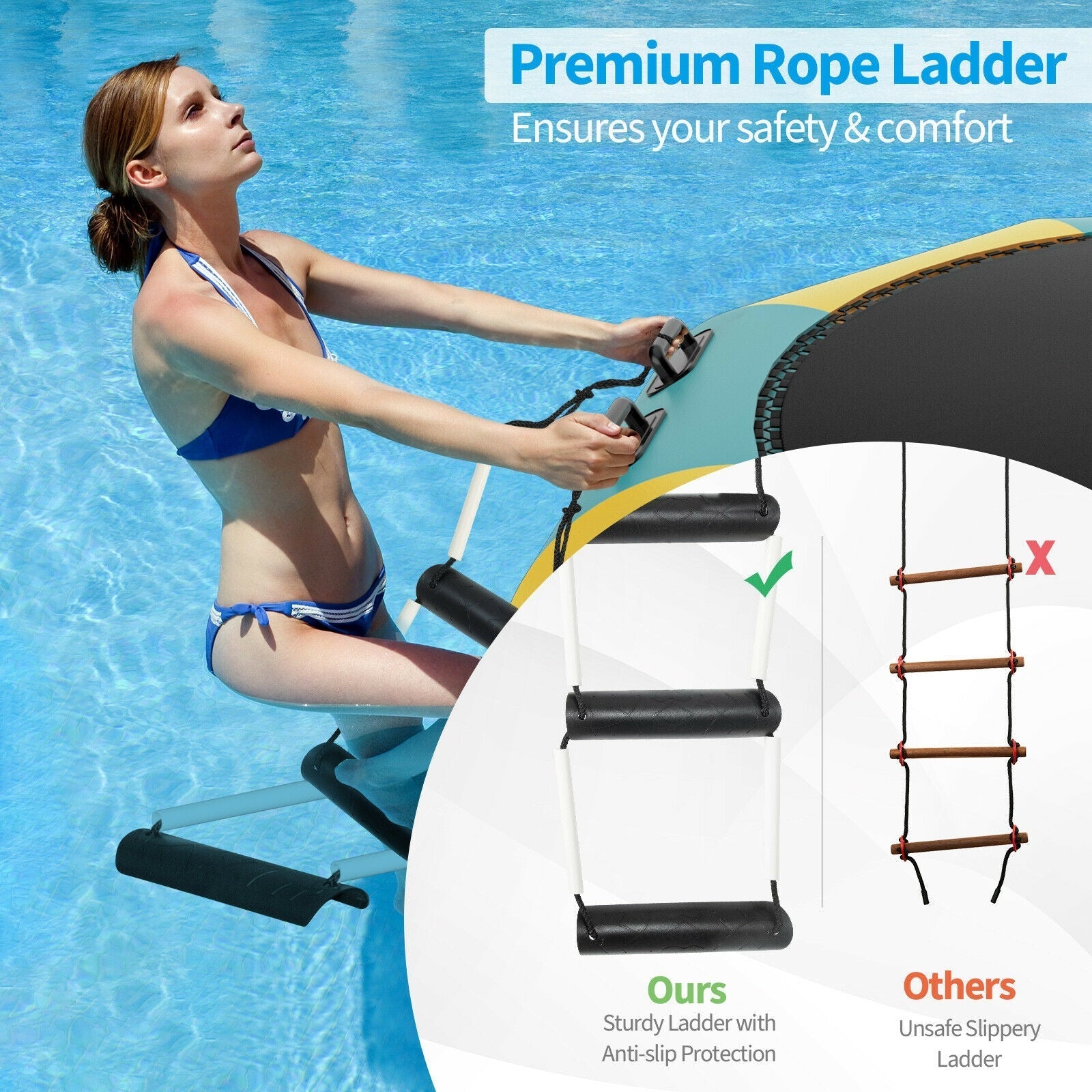 12 Feet Inflatable Splash Padded Water Bouncer Trampoline-Yellow GBruno Store