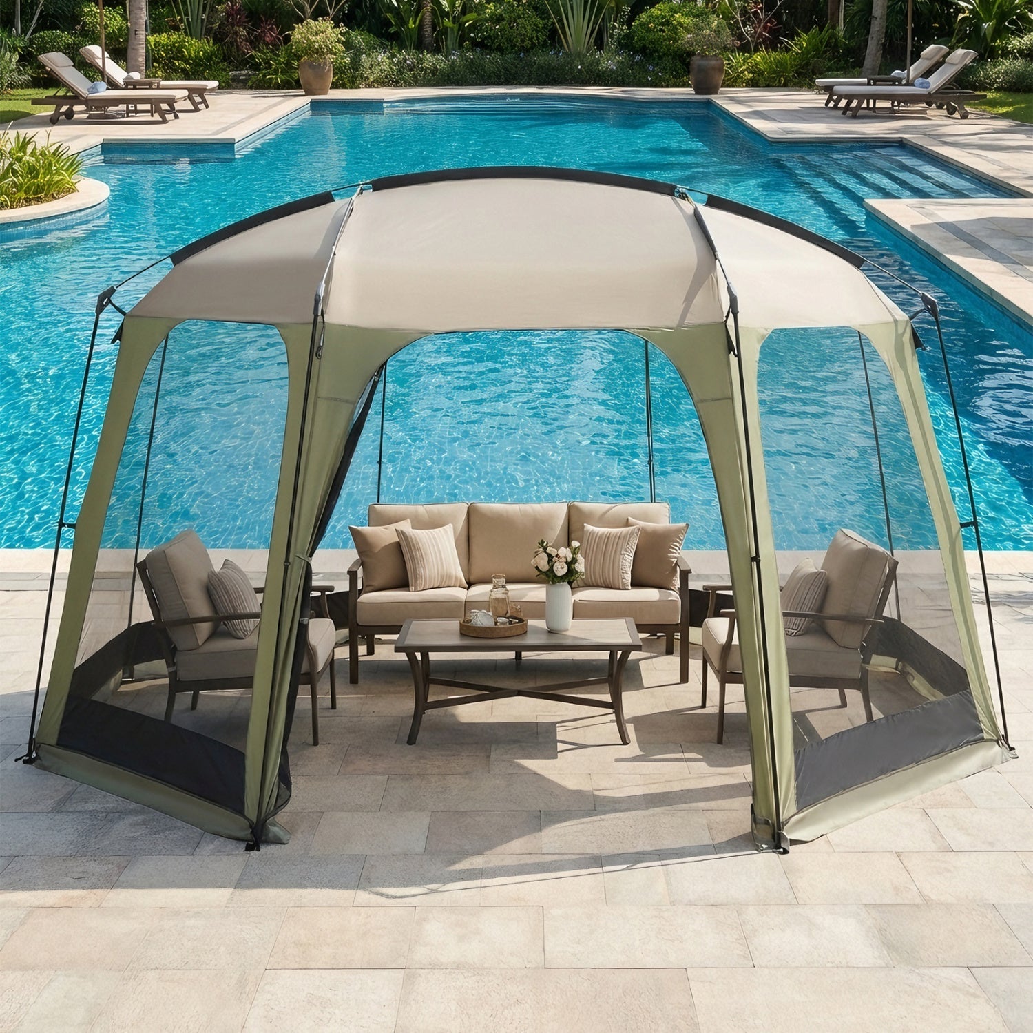 6-8 Person Netted Canopy Tent with Zippered Door DirectDeals