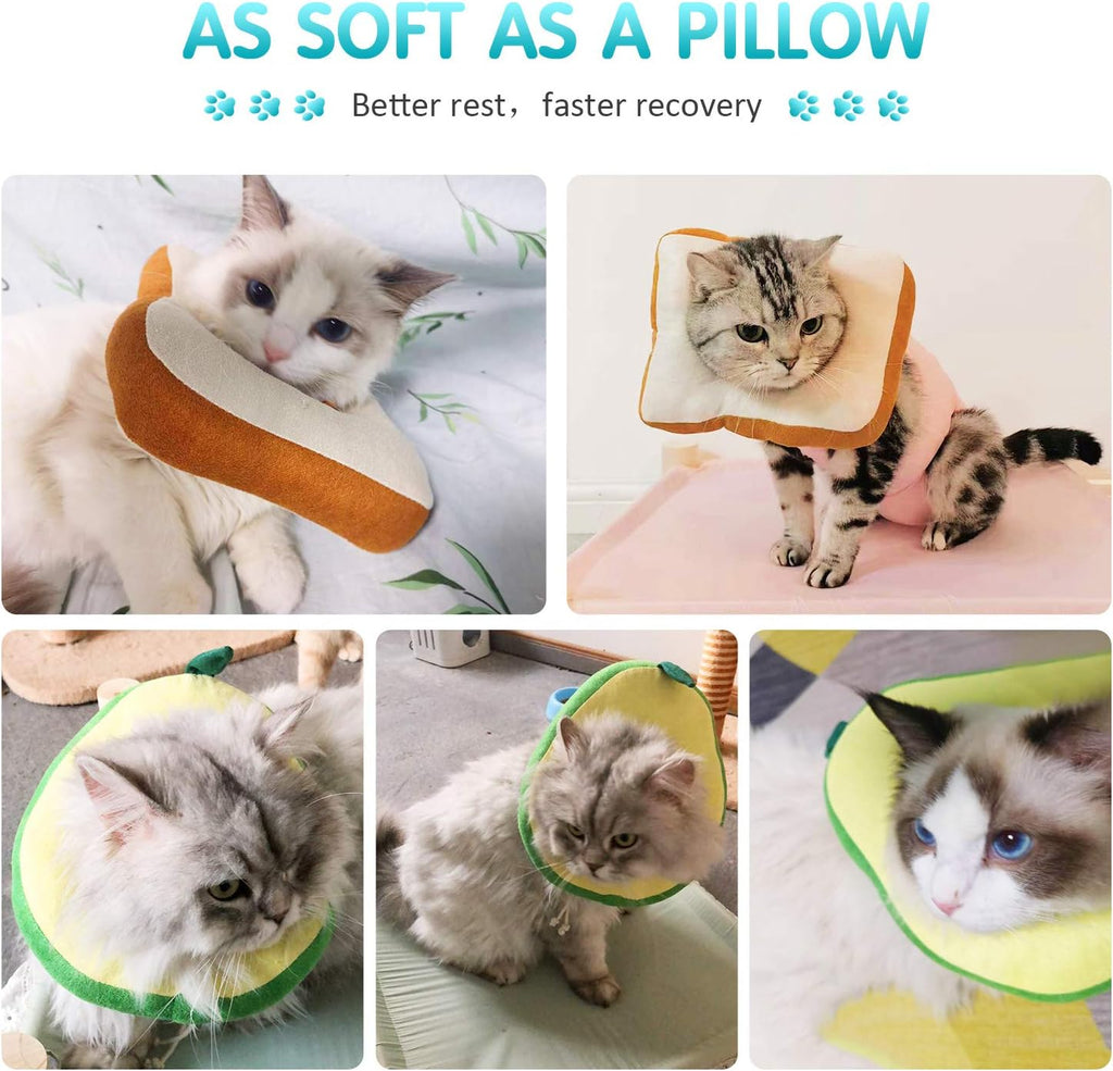 Soft Adjustable Cat Recovery Collar Cone – Cute Avocado & Toast E-Collar Jane's Pet Boutique