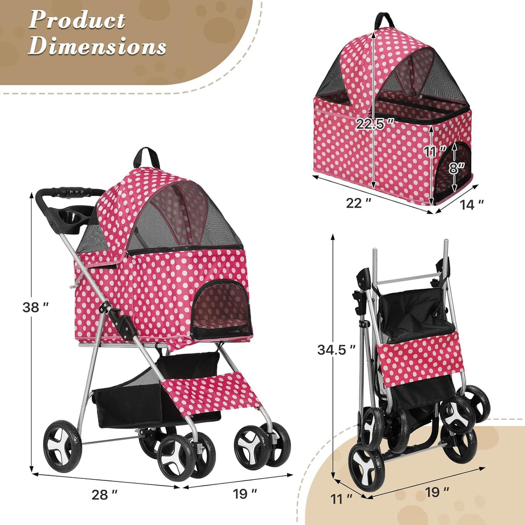Luxury Foldable Pet Stroller – Breathable & Travel-Friendly Jane's Pet Boutique