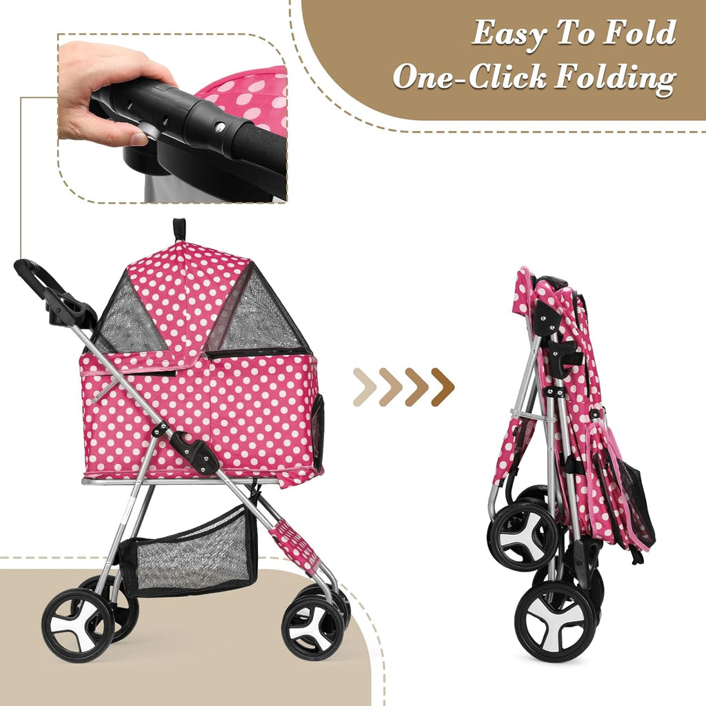 Luxury Foldable Pet Stroller – Breathable & Travel-Friendly Jane's Pet Boutique