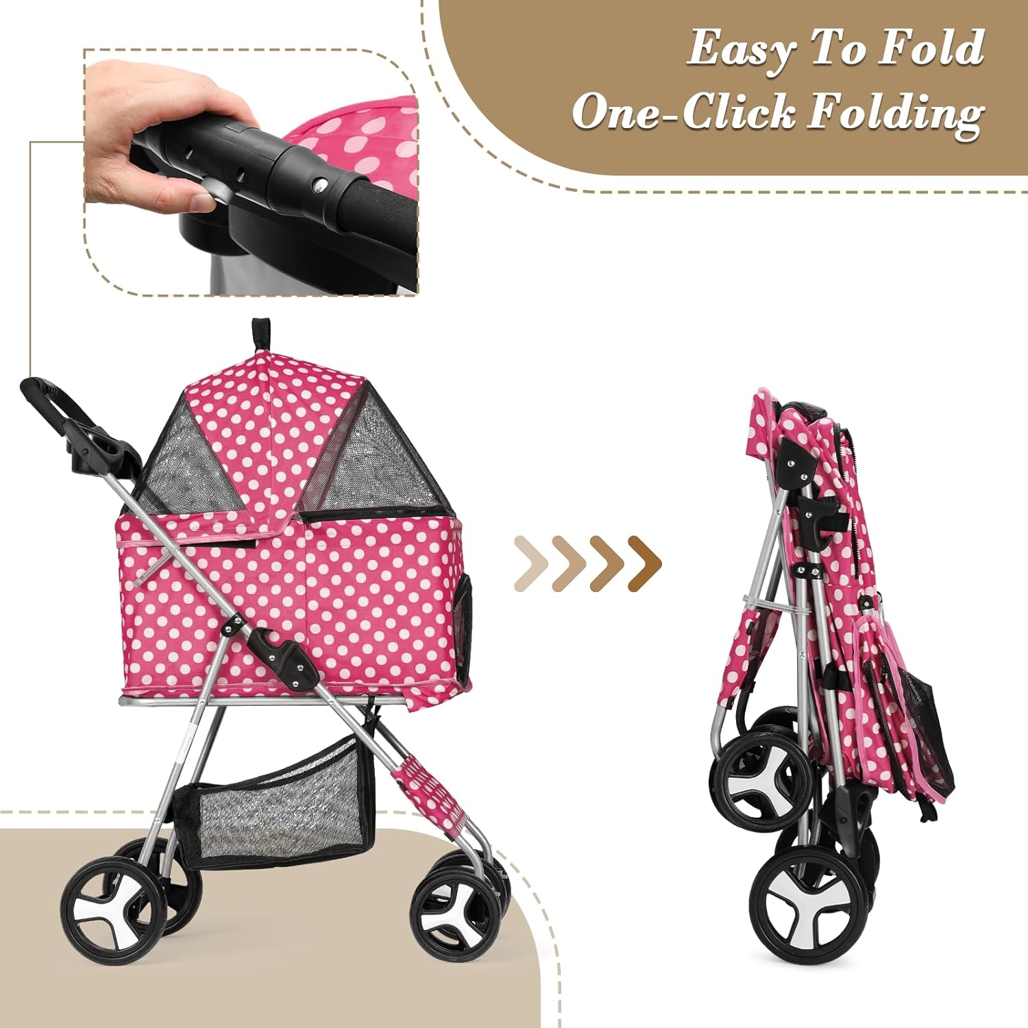 Luxury Foldable Pet Stroller – Breathable & Travel-Friendly Jane's Pet Boutique