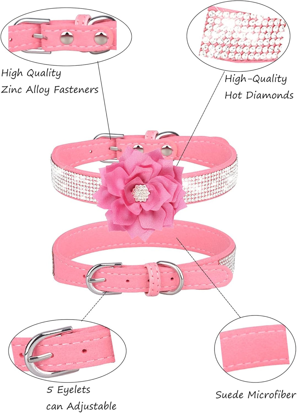 Rhinestone Sparkly Flower Dog Collar with Detachable Bloom Jane's Pet Boutique