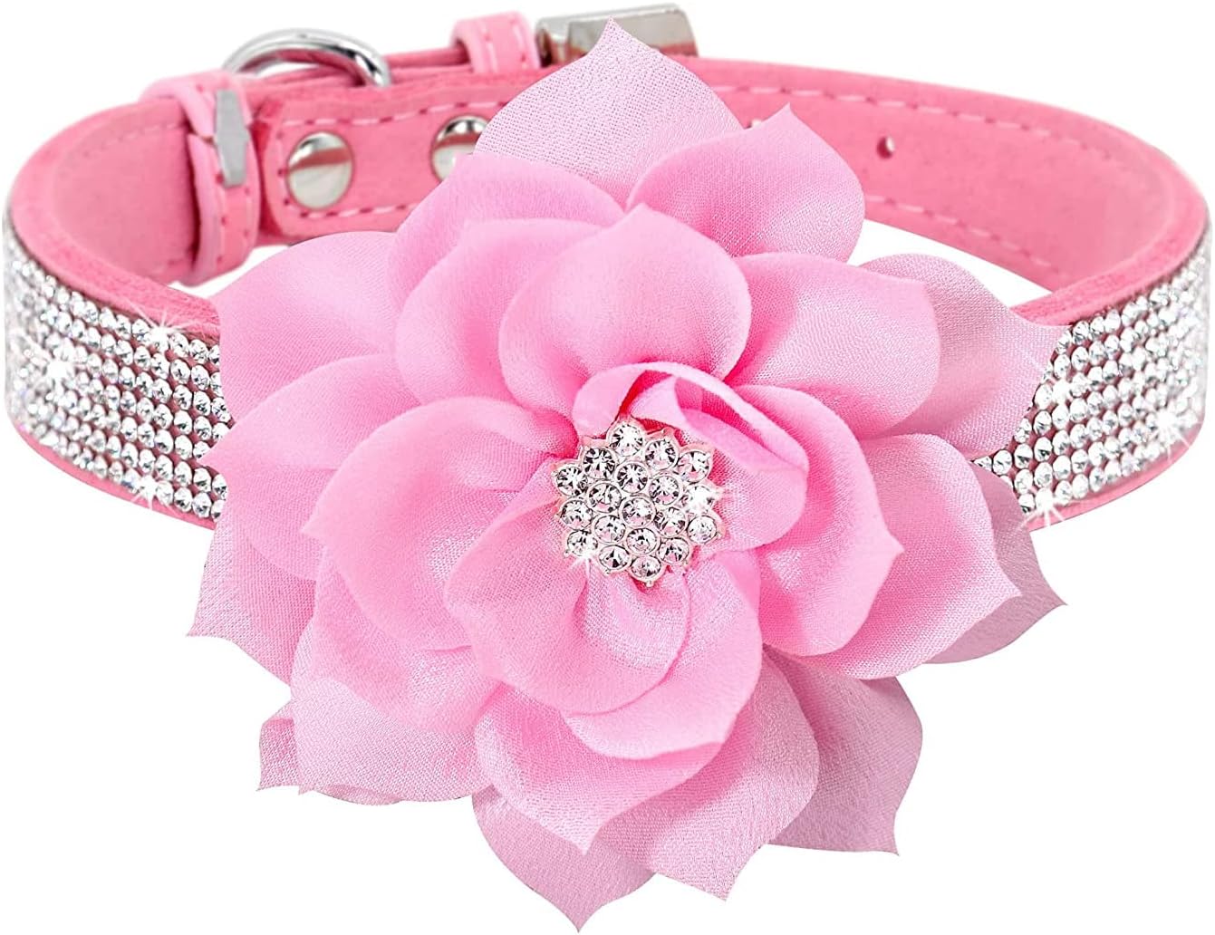 Rhinestone Sparkly Flower Dog Collar with Detachable Bloom Jane's Pet Boutique