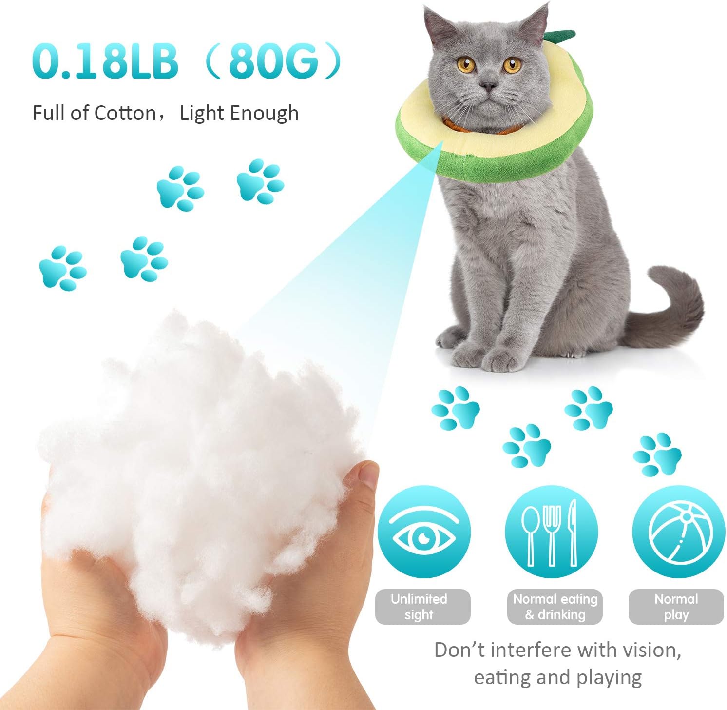 Soft Adjustable Cat Recovery Collar Cone – Cute Avocado & Toast E-Collar Jane's Pet Boutique