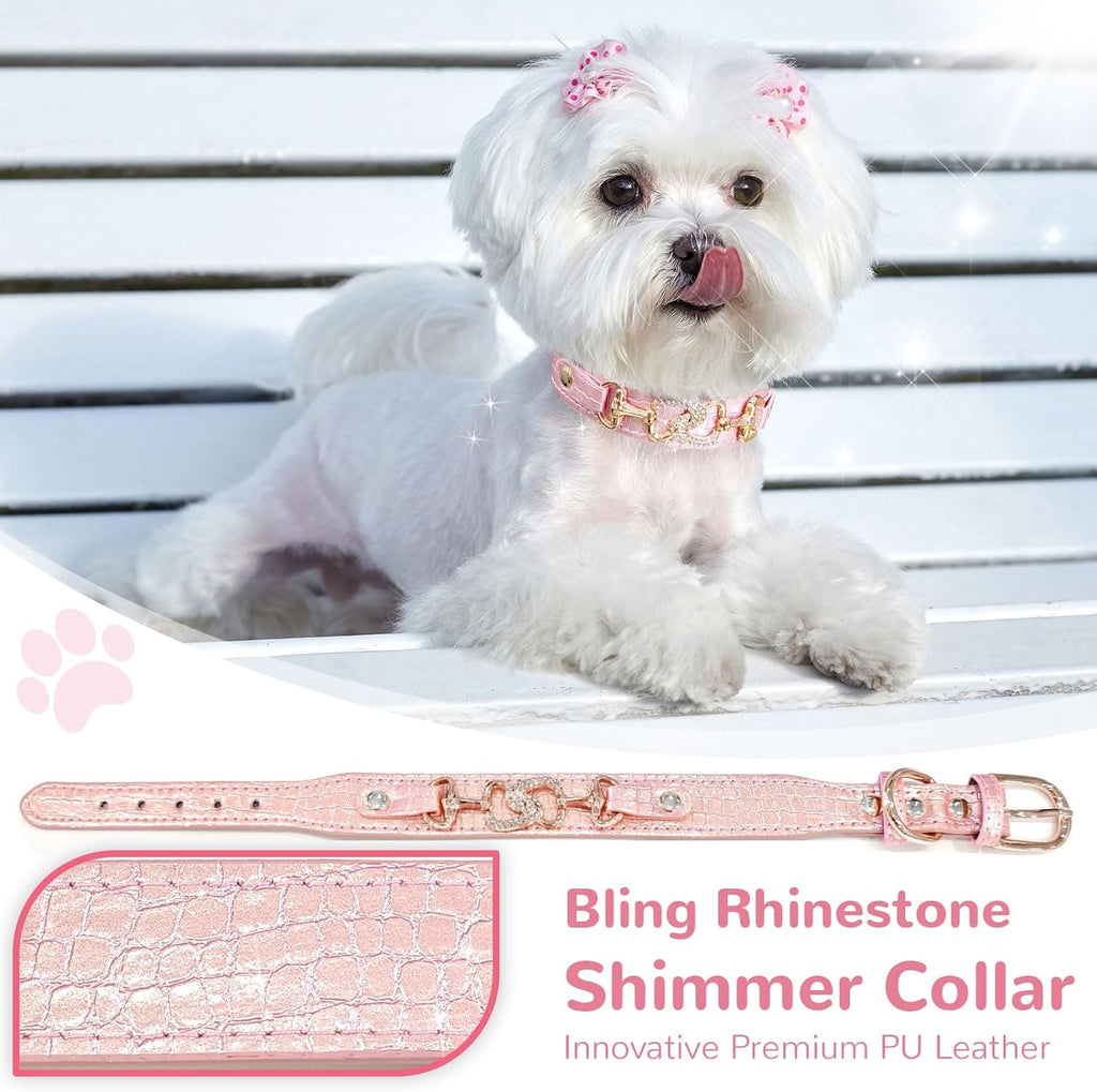 Luxury Crystal Heart Dog Collar – Pink & Purple Croc Texture Jane's Pet Boutique