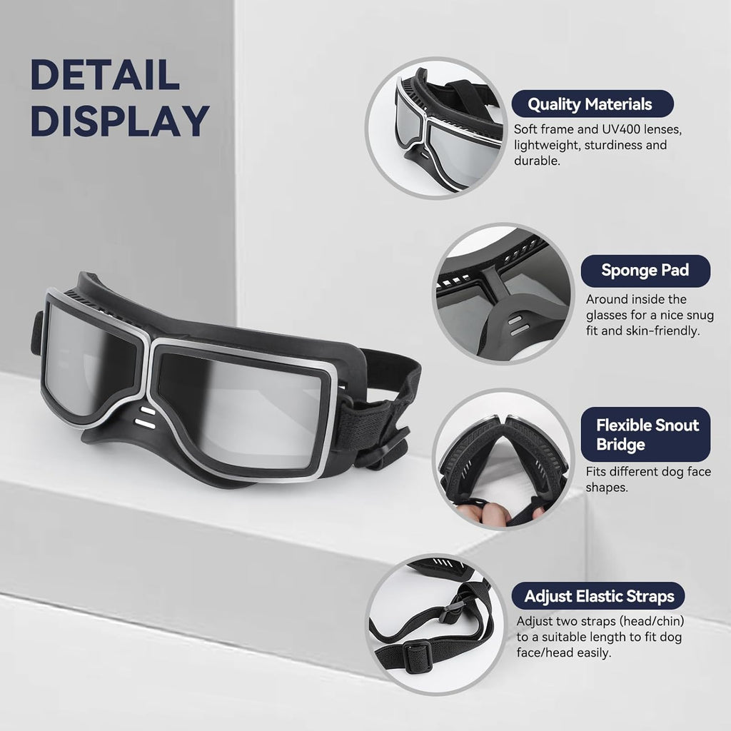 Dog Goggles Medium to Large Breed Pilot Style Jane's Pet Boutique