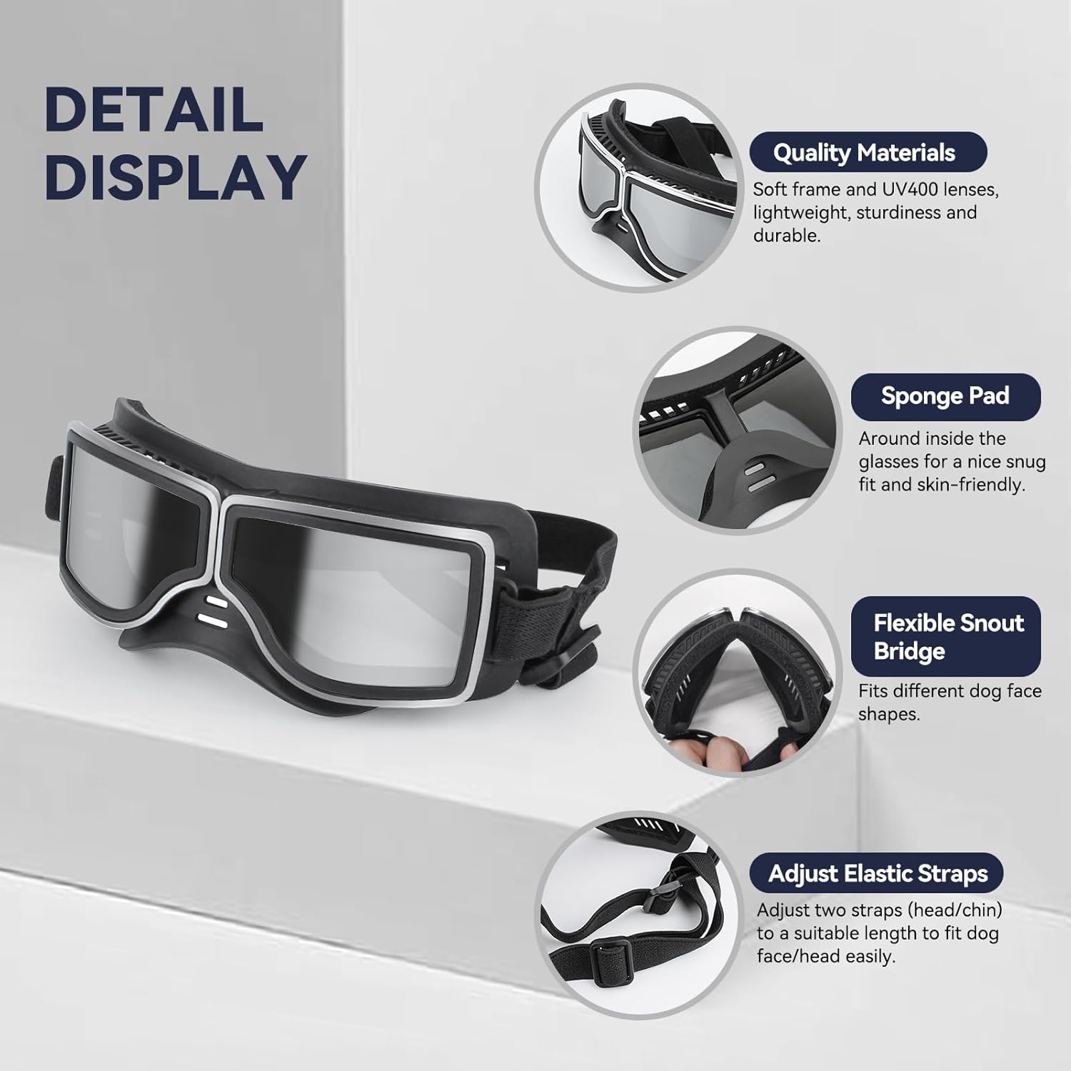 Dog Goggles Medium to Large Breed Pilot Style Jane's Pet Boutique