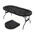 72 Inch Foldable Poker Table for 8 Players Portable Oval Card Board Game Table DirectDeals