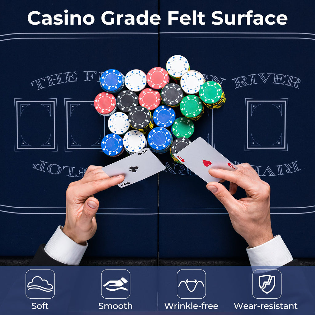 72 Inch Foldable Poker Table for 8 Players Portable Oval Card Board Game Table DirectDeals