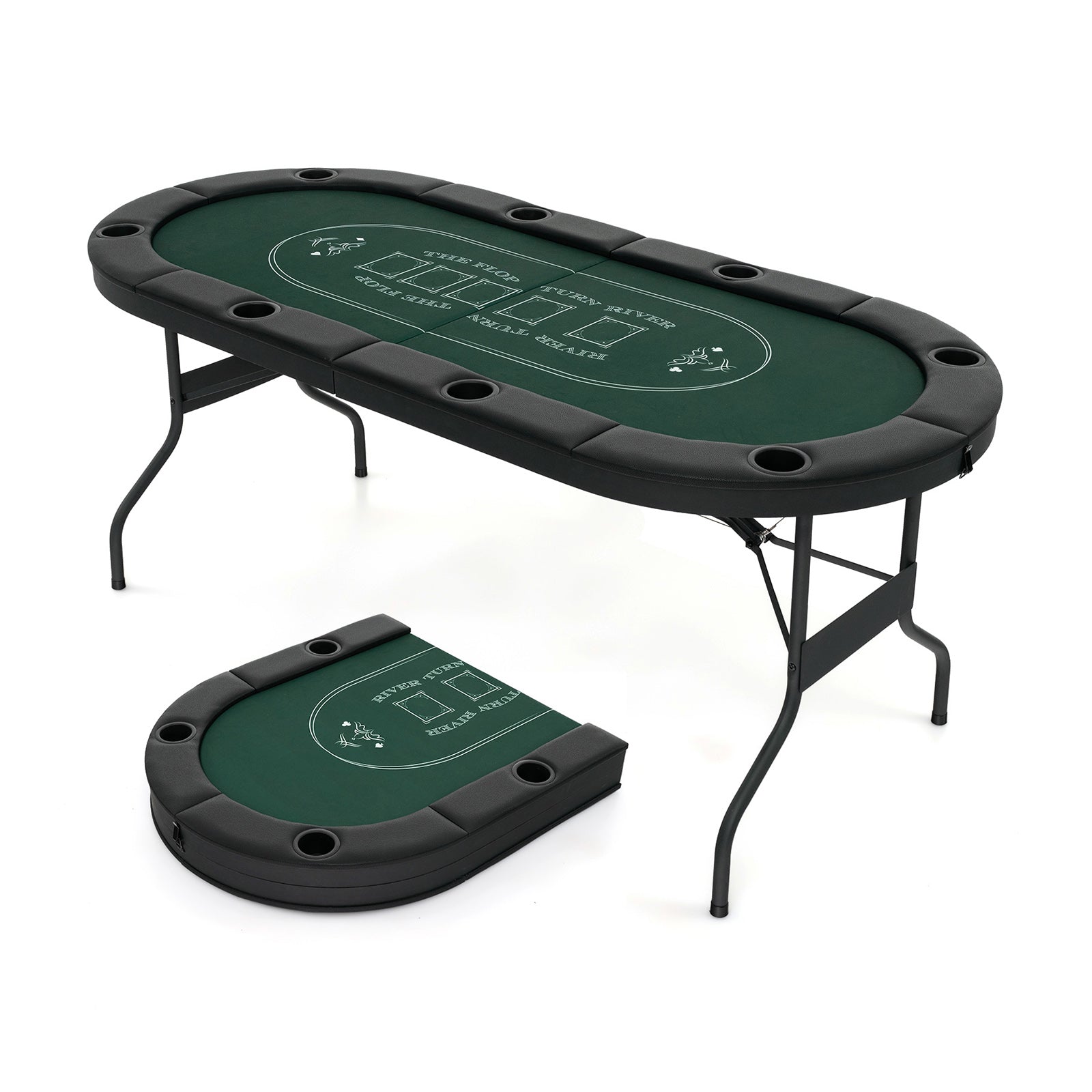 72 Inch Foldable Poker Table for 8 Players Portable Oval Card Board Game Table DirectDeals