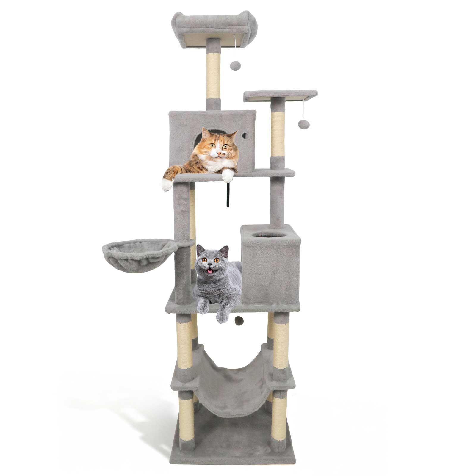 80 Inches Tall Cat Tree with 2 Large Condos and Dangling Toys DirectDeals