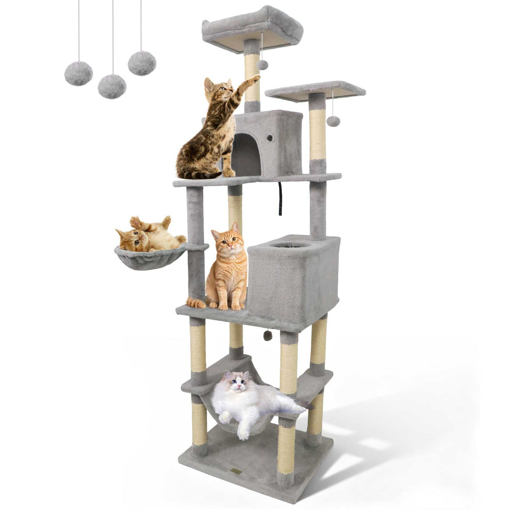 80 Inches Tall Cat Tree with 2 Large Condos and Dangling Toys DirectDeals