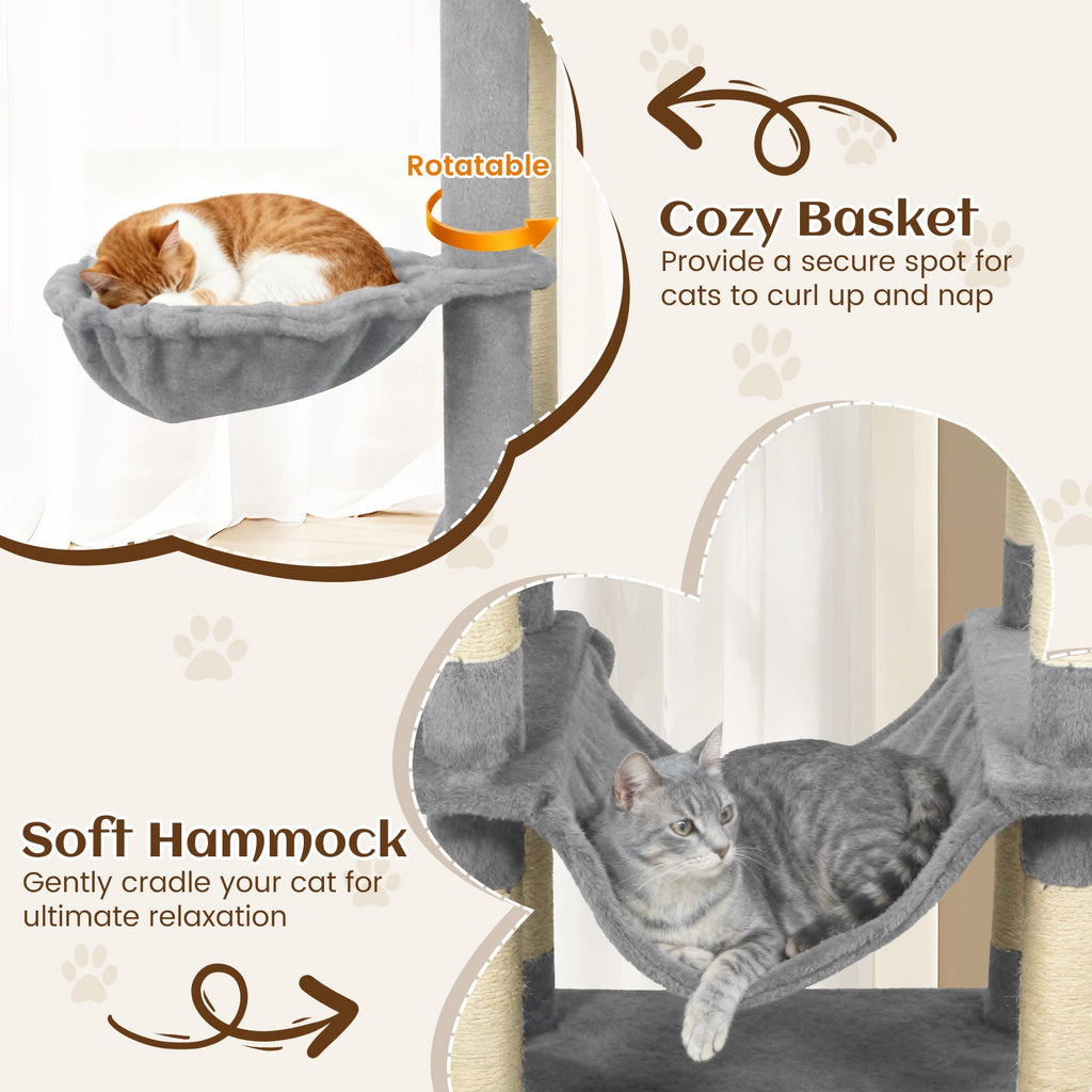 80 Inches Tall Cat Tree with 2 Large Condos and Dangling Toys DirectDeals