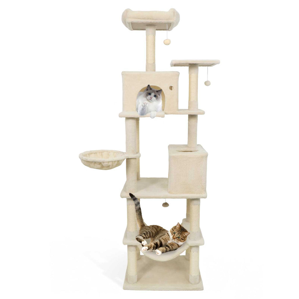 80 Inches Tall Cat Tree with 2 Large Condos and Dangling Toys DirectDeals