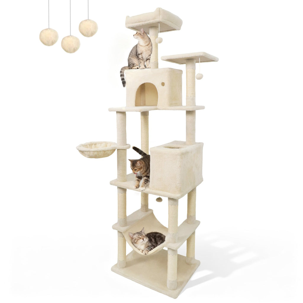 80 Inches Tall Cat Tree with 2 Large Condos and Dangling Toys DirectDeals