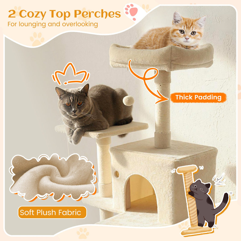 80 Inches Tall Cat Tree with 2 Large Condos and Dangling Toys DirectDeals