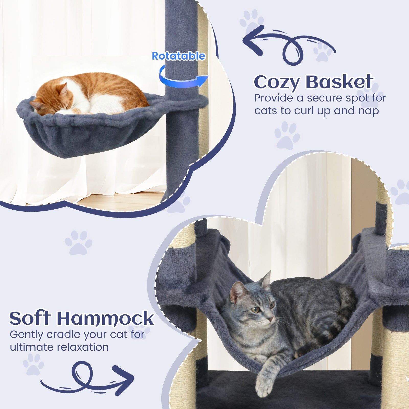 80 Inches Tall Cat Tree with 2 Large Condos and Dangling Toys DirectDeals
