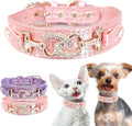 Luxury Crystal Heart Dog Collar – Pink & Purple Croc Texture Jane's Pet Boutique
