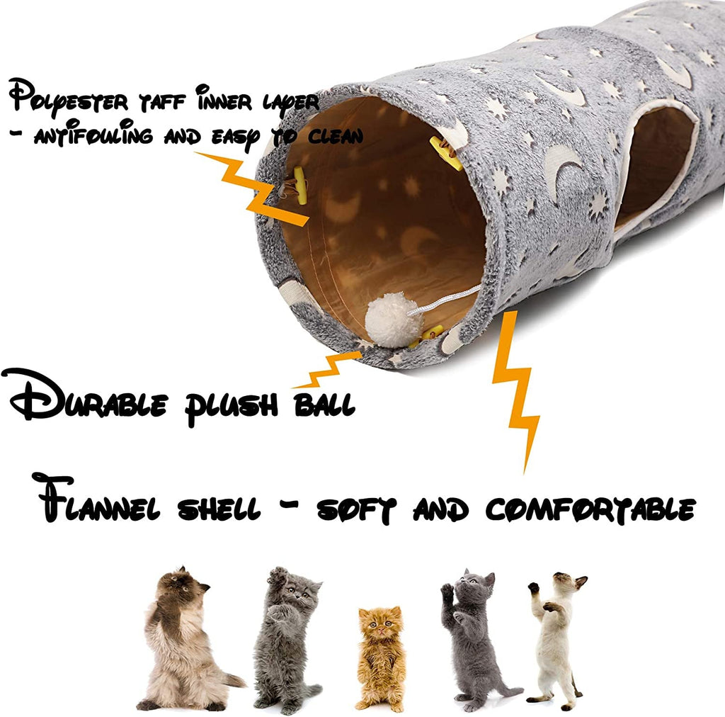 Cat Collapsible Tunnel Tube with Plush Ball toy MJ's Pet Closet