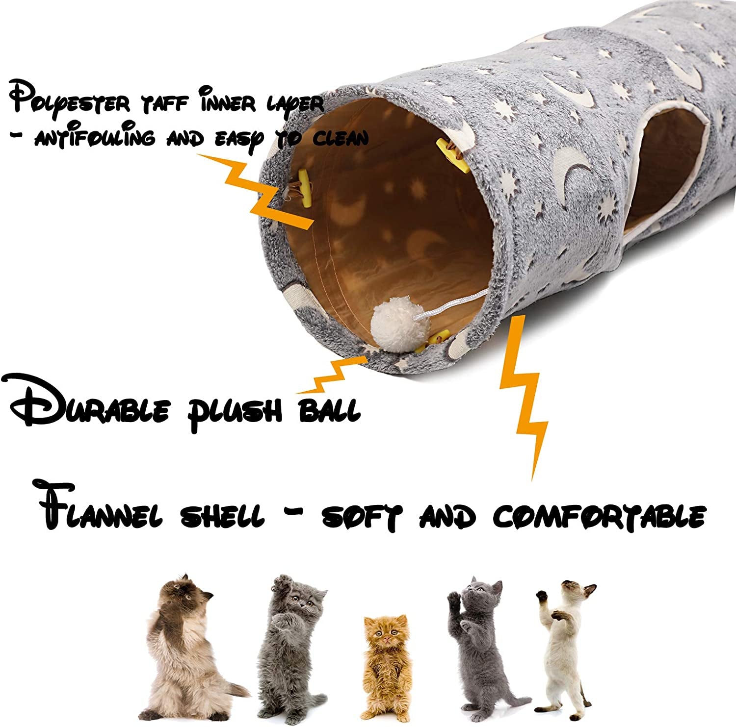 Cat Collapsible Tunnel Tube with Plush Ball toy MJ's Pet Closet