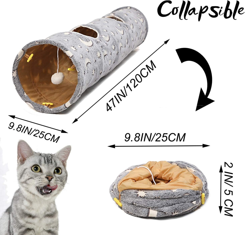 Cat Collapsible Tunnel Tube with Plush Ball toy MJ's Pet Closet