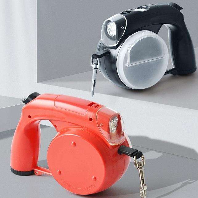 5 In 1 Multifunctional Dog Waterproof Automatic Led Retractable Leash with Poop Bag Pawpampered