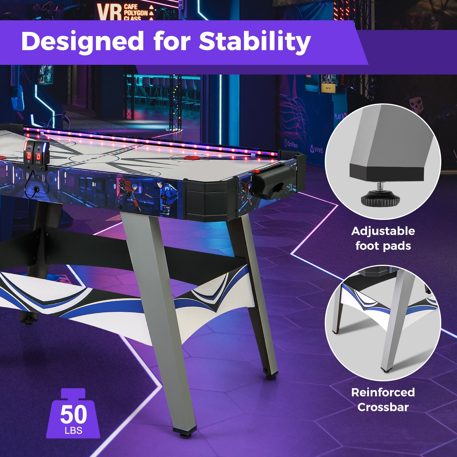 Air Powered Hockey Game Table with 2 Pushers and Pucks-Blue DirectDeals