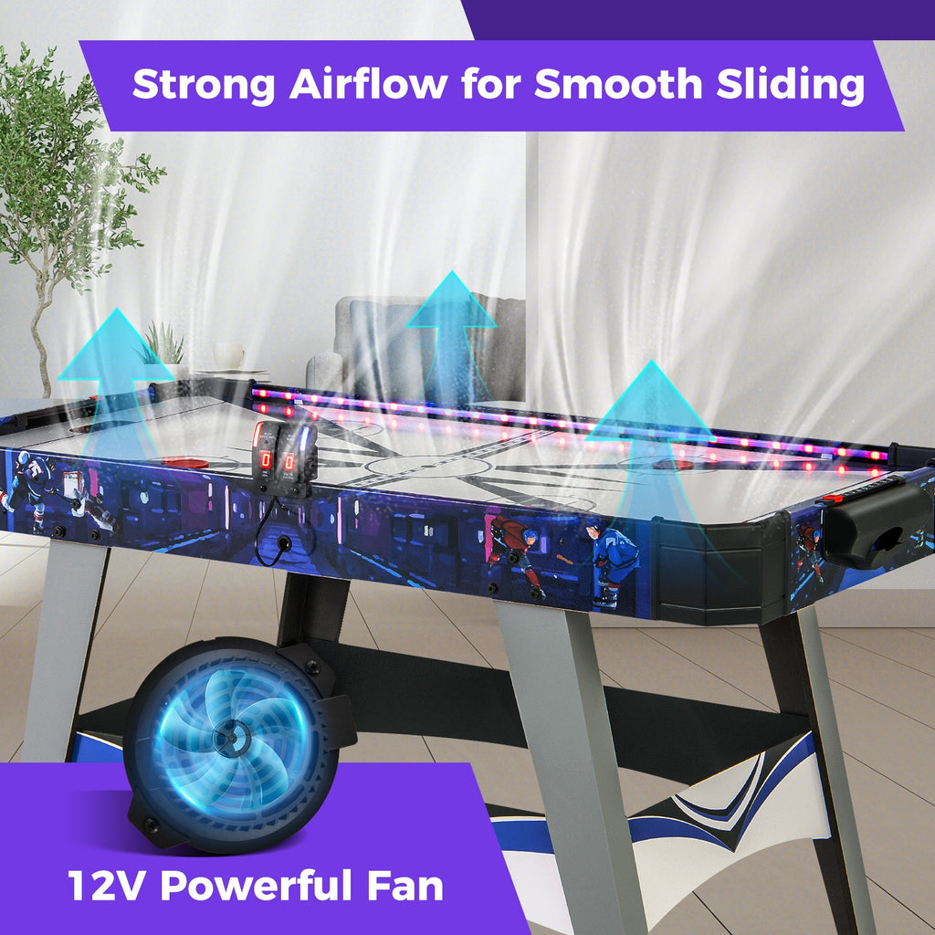 Air Powered Hockey Game Table with 2 Pushers and Pucks-Blue DirectDeals