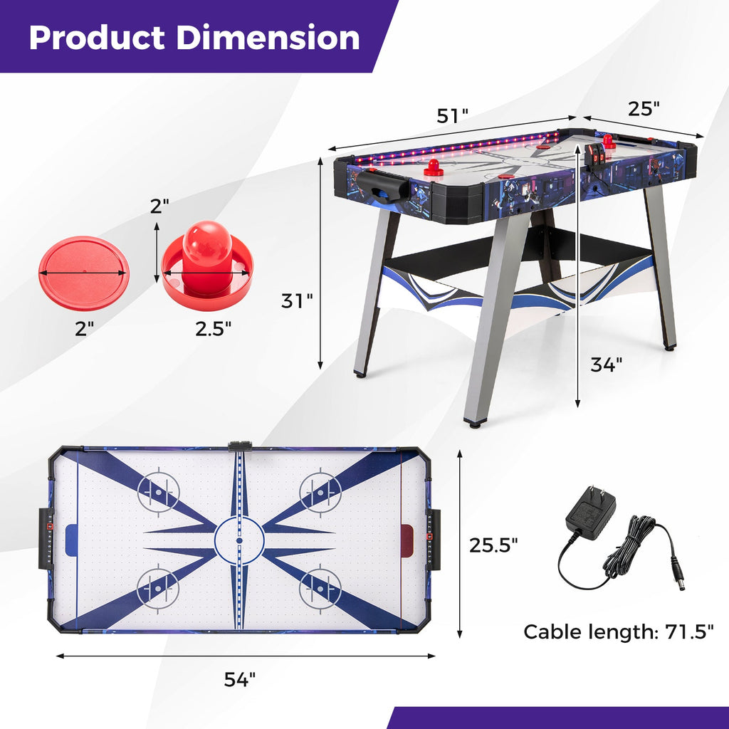 Air Powered Hockey Game Table with 2 Pushers and Pucks-Blue DirectDeals