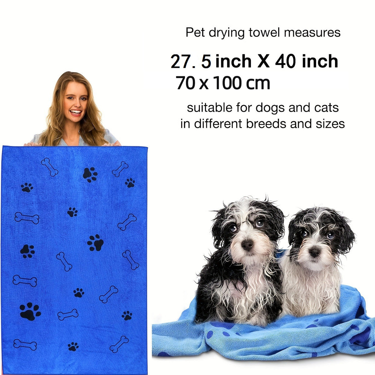 Pet bath towel quick drying and absorbent for dogs and cats bath towel soft and quick drying pet supplies RANOVA USA