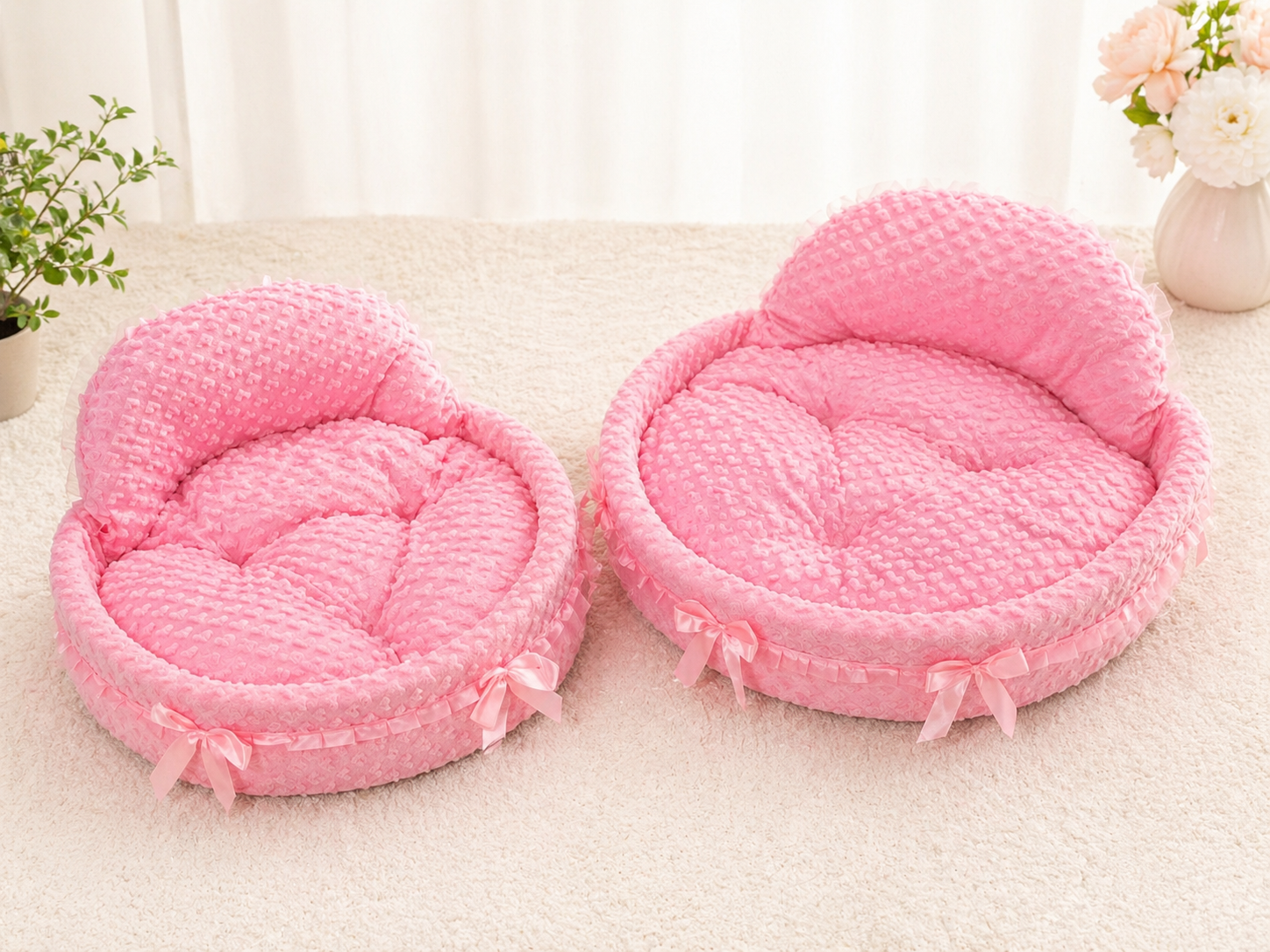 Luxury Pink Dog Bed Soft Plush Pet Bed with Cushion – Cute Princess Puppy Bed for Small Dogs & Cats Jane's Pet Boutique