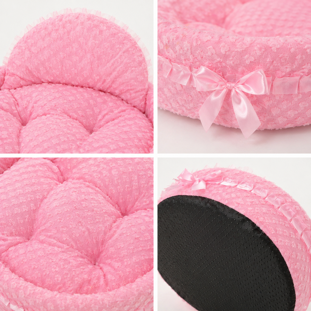 Luxury Pink Dog Bed Soft Plush Pet Bed with Cushion – Cute Princess Puppy Bed for Small Dogs & Cats Jane's Pet Boutique