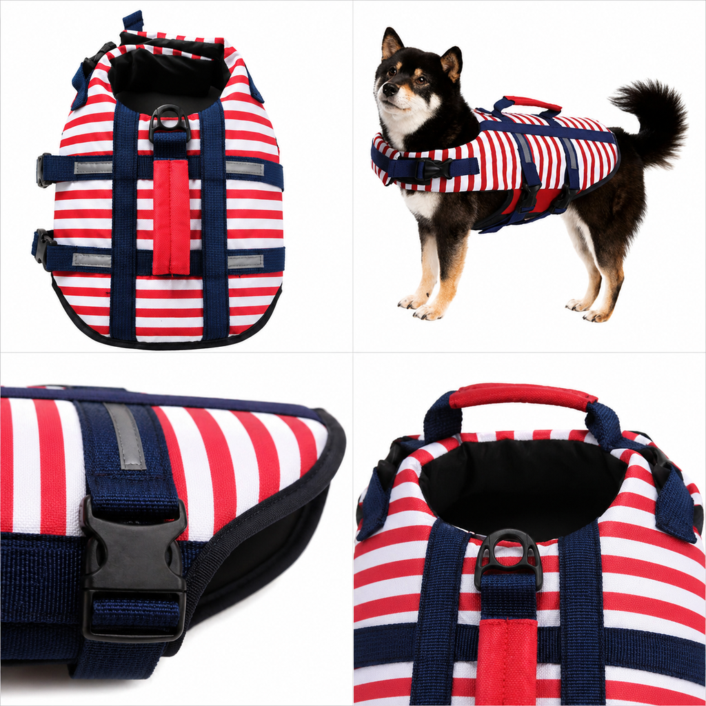 Dog Life Jacket – Striped Design with Safety Handle Jane's Pet Boutique
