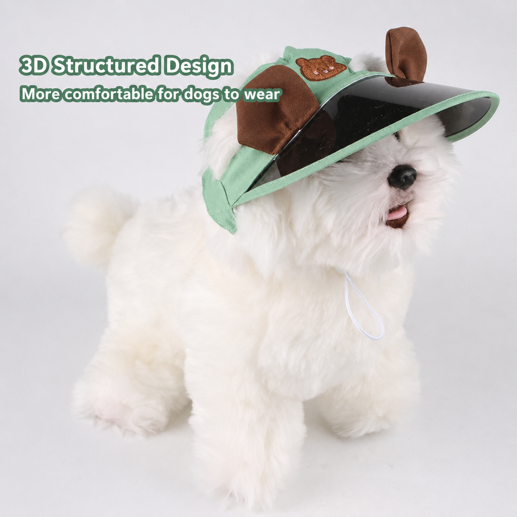 Cute Bear Ear Pet Sun Visor Hat Adjustable Dog Cap UV Protection Summer Puppy Sun Hat Jane's Pet Boutique