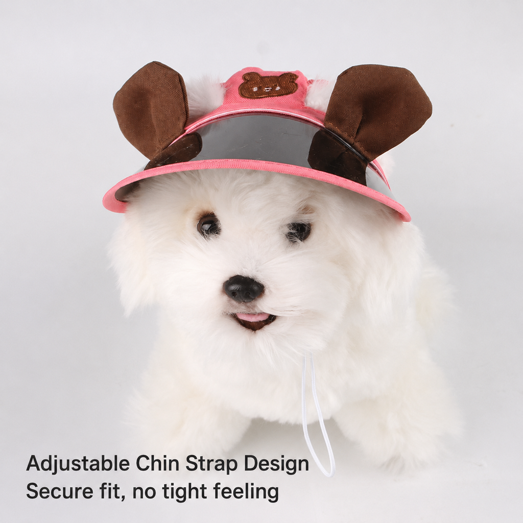 Cute Bear Ear Pet Sun Visor Hat Adjustable Dog Cap UV Protection Summer Puppy Sun Hat Jane's Pet Boutique