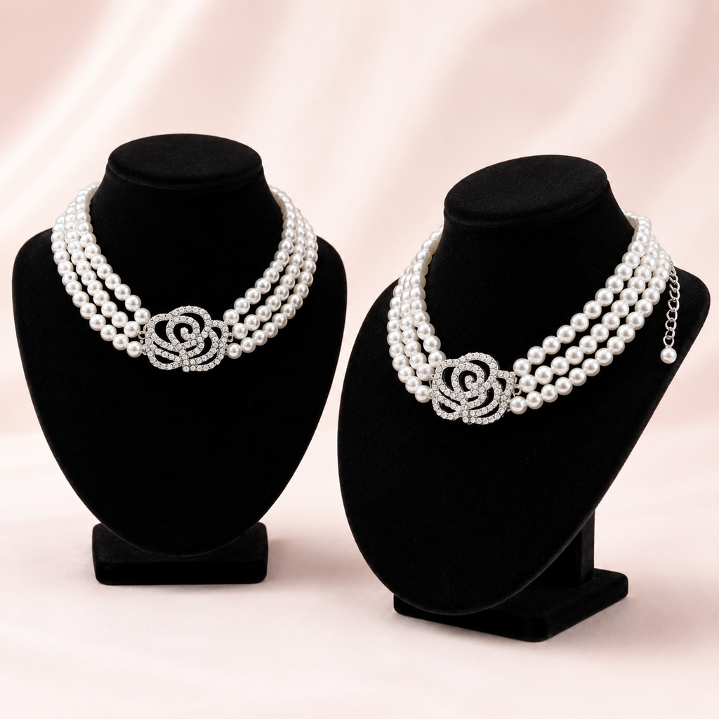 Pearl Rose Pet Necklace Luxury Dog Jewelry Accessories Jane's Pet Boutique