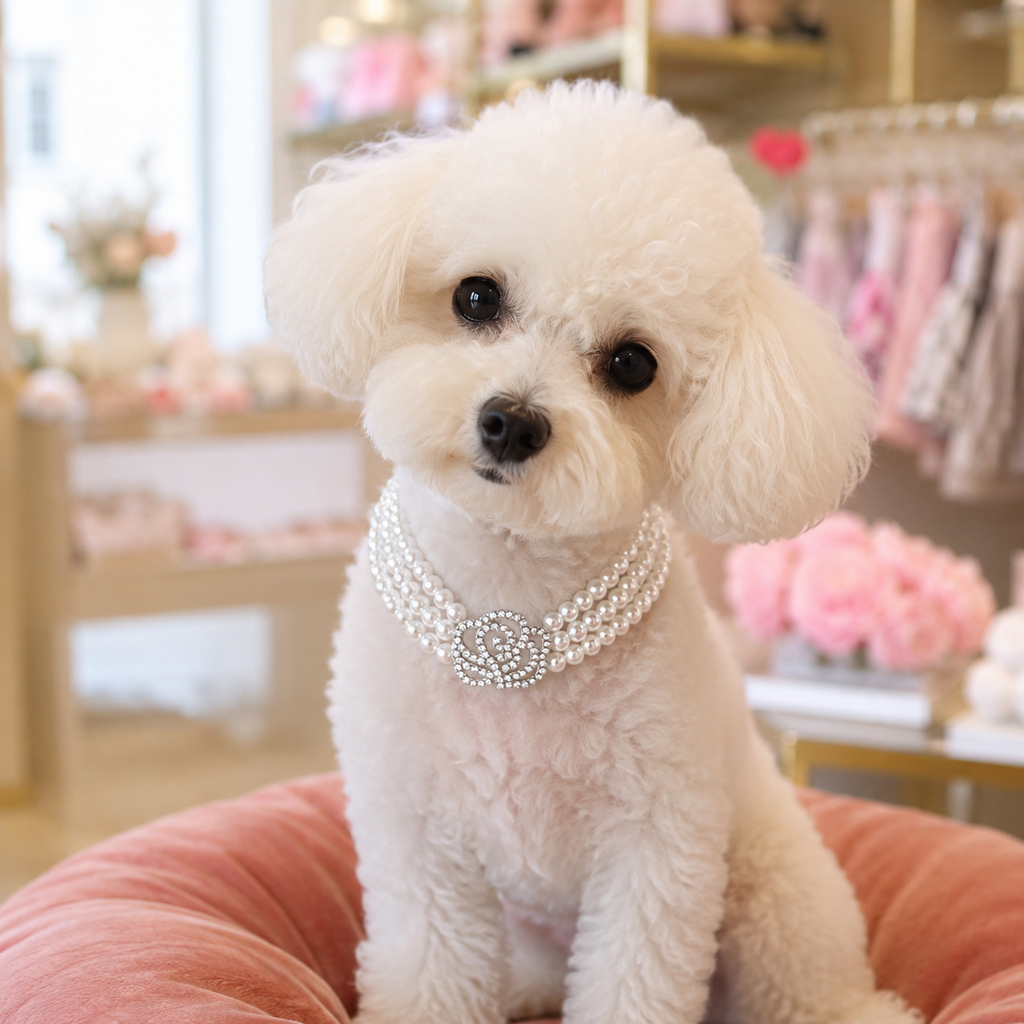 Pearl Rose Pet Necklace Luxury Dog Jewelry Accessories Jane's Pet Boutique