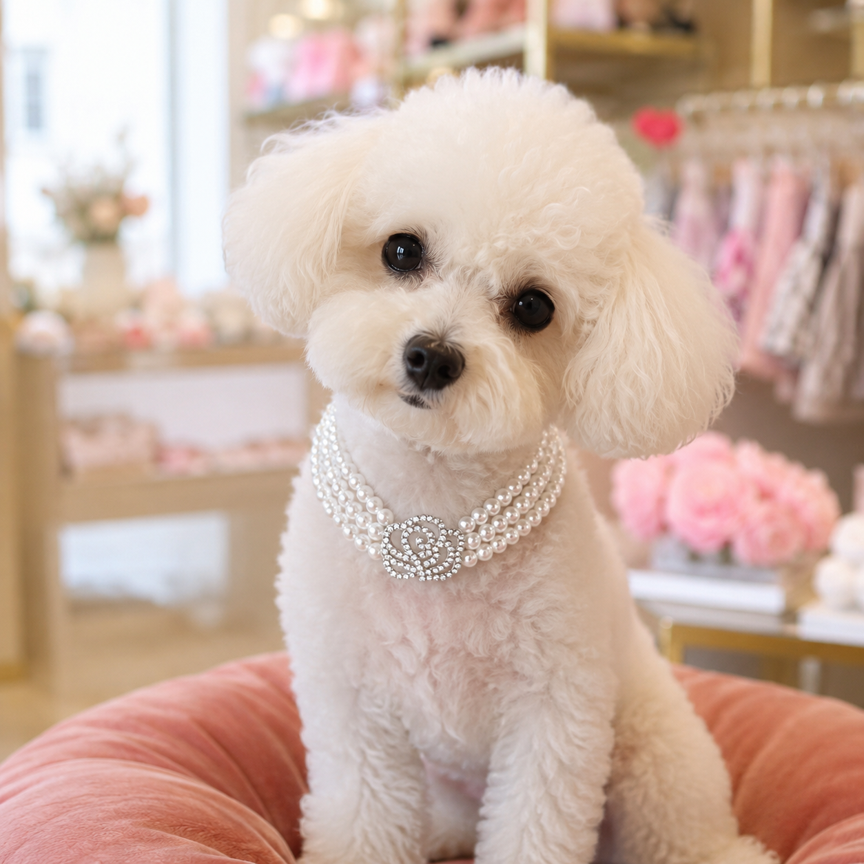 Pearl Rose Pet Necklace Luxury Dog Jewelry Accessories Jane's Pet Boutique