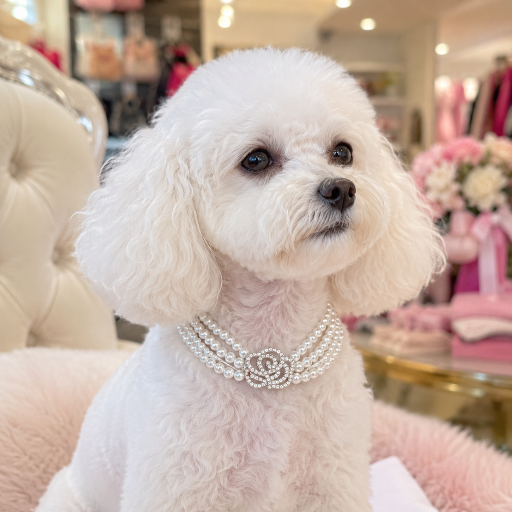 Pearl Rose Pet Necklace Luxury Dog Jewelry Accessories Jane's Pet Boutique