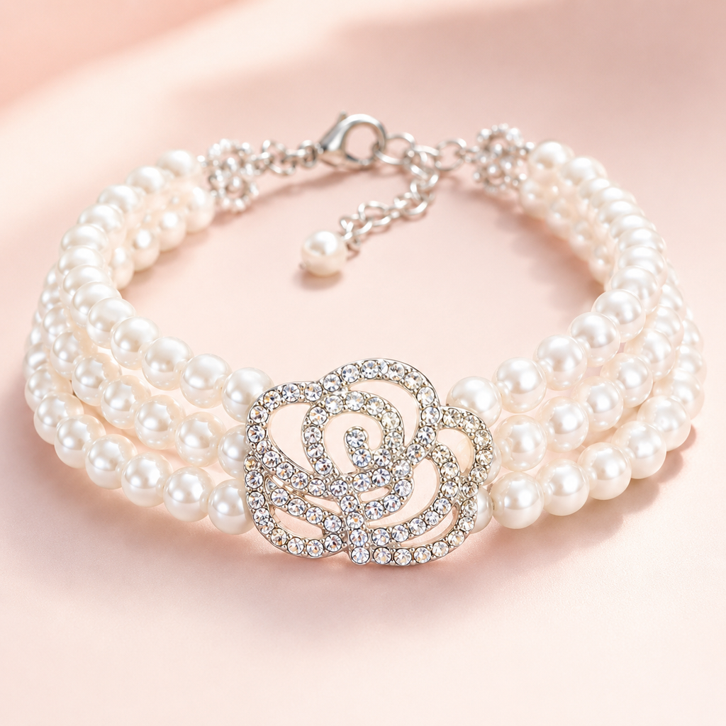 Pearl Rose Pet Necklace Luxury Dog Jewelry Accessories Jane's Pet Boutique