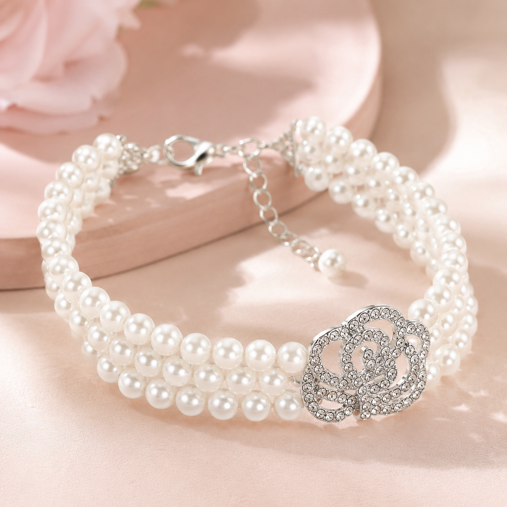 Pearl Rose Pet Necklace Luxury Dog Jewelry Accessories Jane's Pet Boutique
