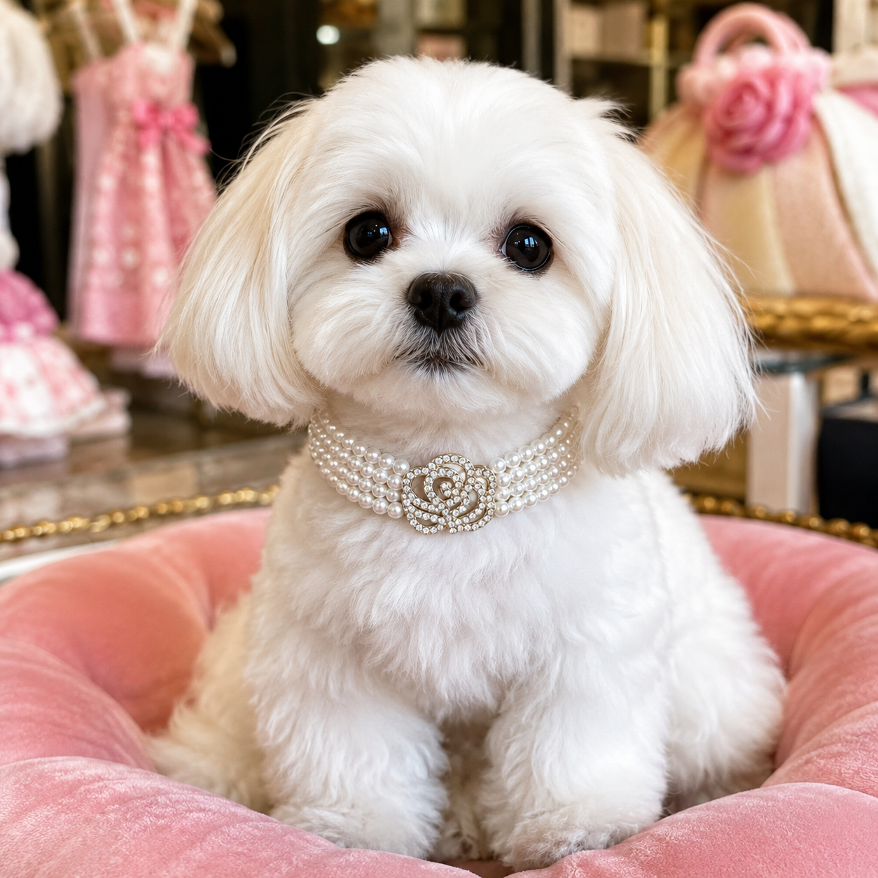 Pearl Rose Pet Necklace Luxury Dog Jewelry Accessories Jane's Pet Boutique