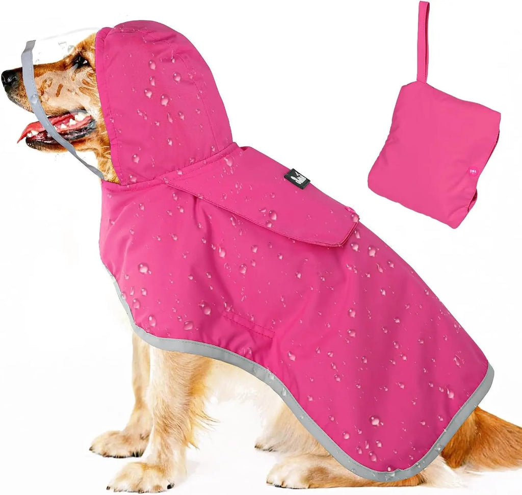 Pet Raincoat with Clear Hood Reflective Trim Wags & Whiskers Pet Supply
