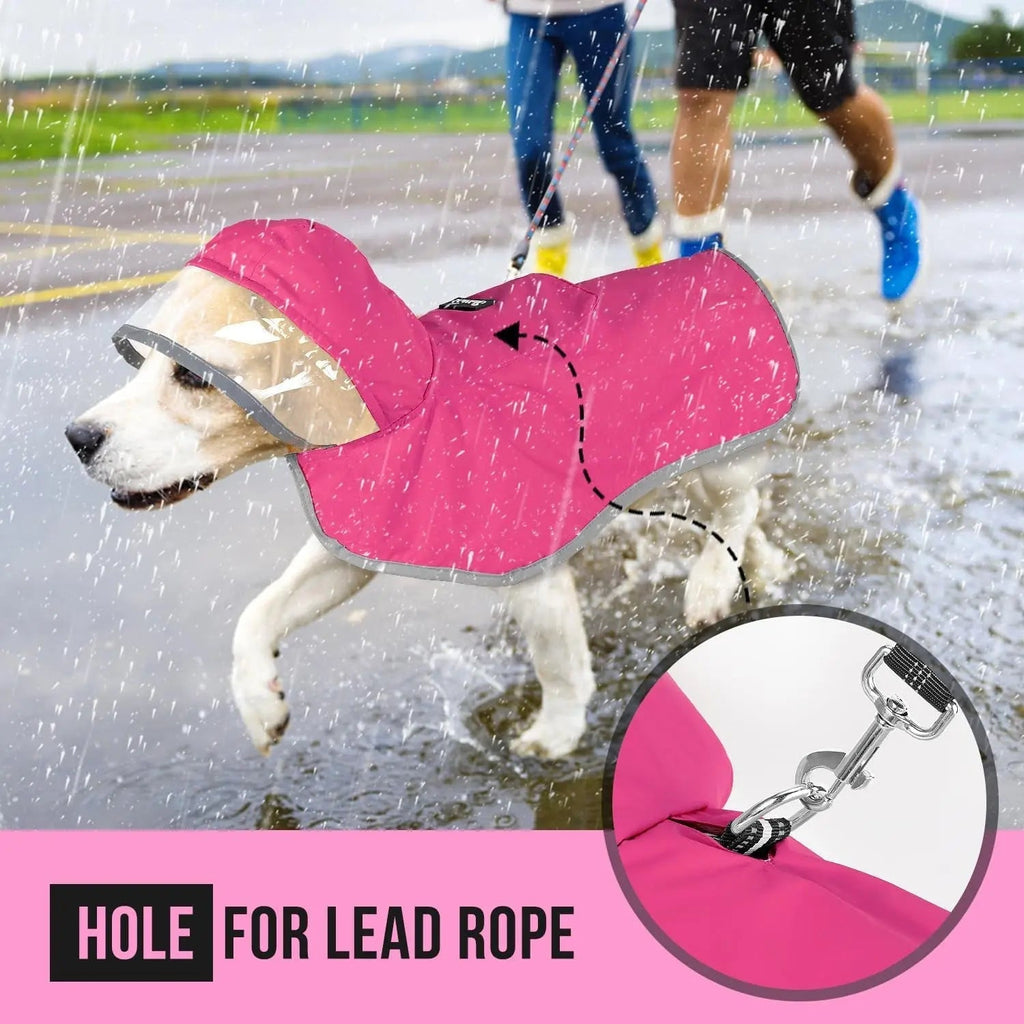 Pet Raincoat with Clear Hood Reflective Trim Wags & Whiskers Pet Supply