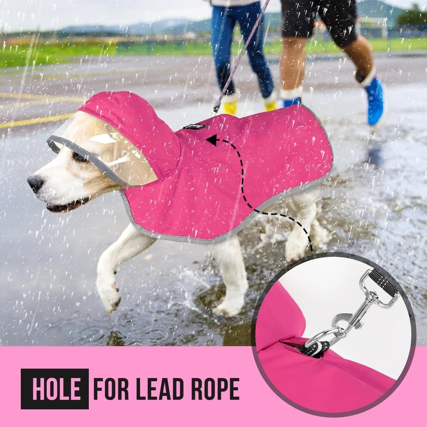 Pet Raincoat with Clear Hood Reflective Trim Wags & Whiskers Pet Supply