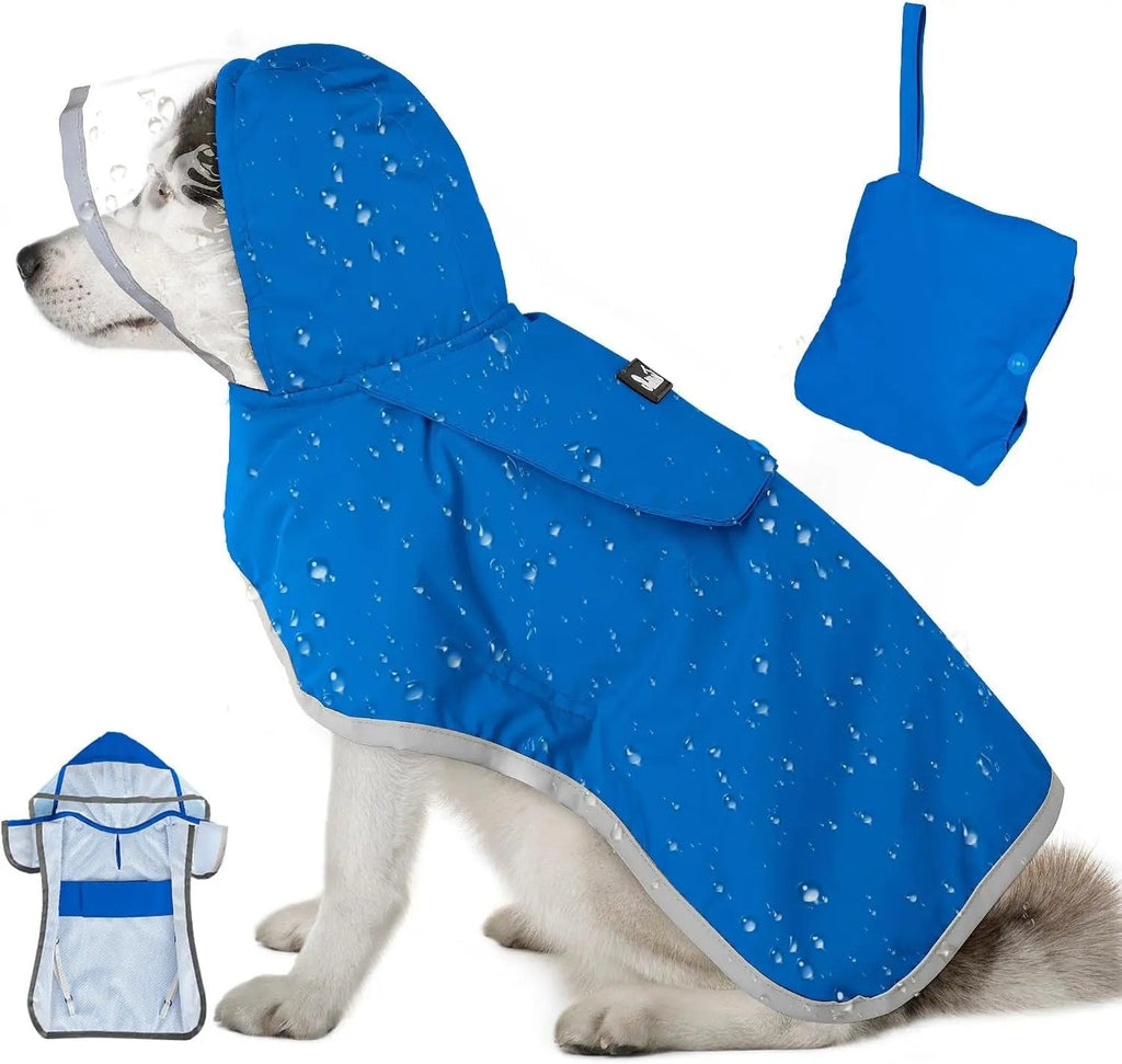 Pet Raincoat with Clear Hood Reflective Trim Wags & Whiskers Pet Supply